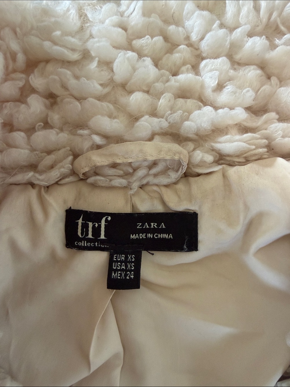 Zara Cream Teddy Fleece Zip Jacket - Picture 2 of 5